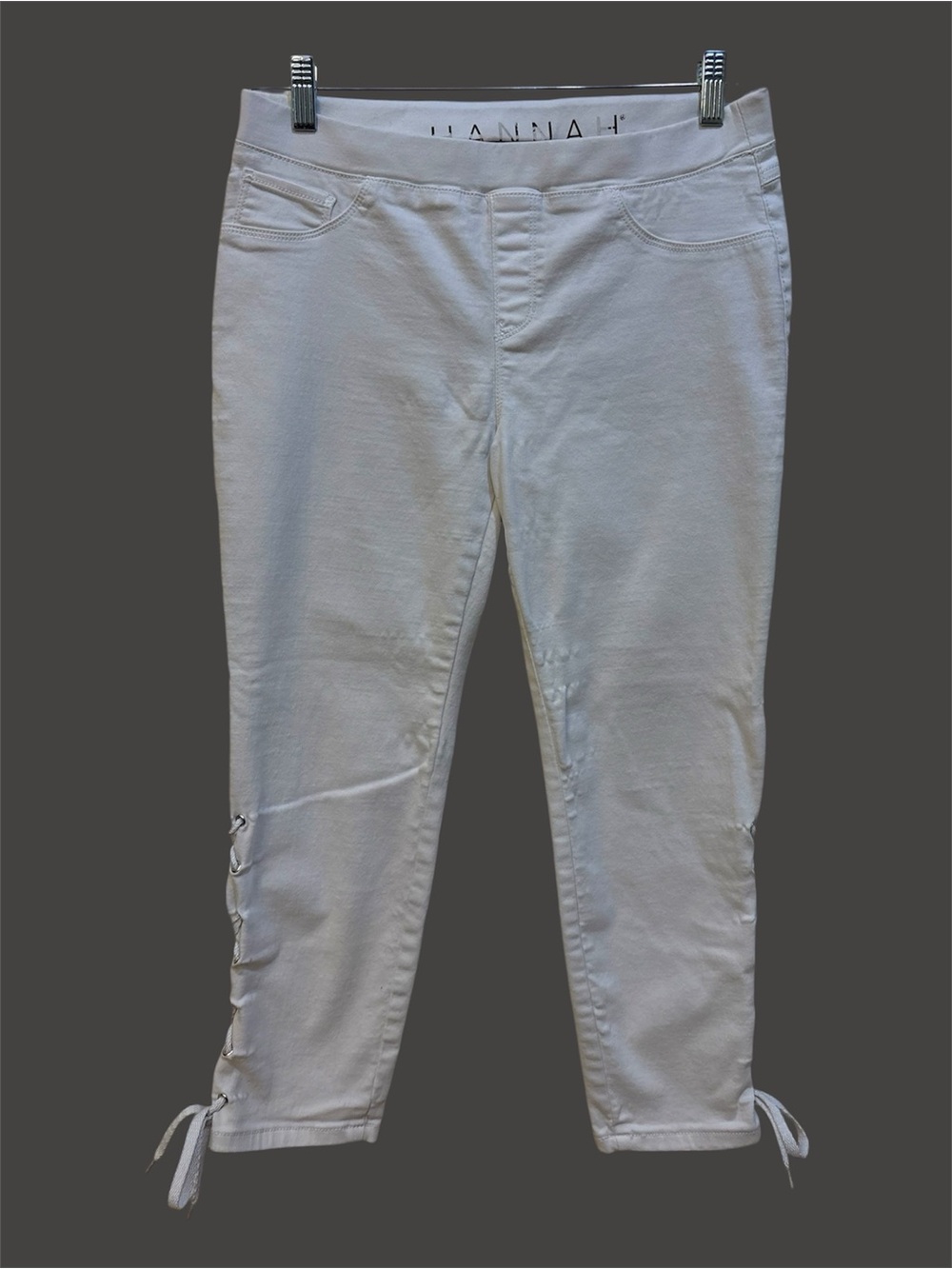 2 For $15 Hannah White Lace-Up Ankle Skinny Jeans - M - May Fit M/L